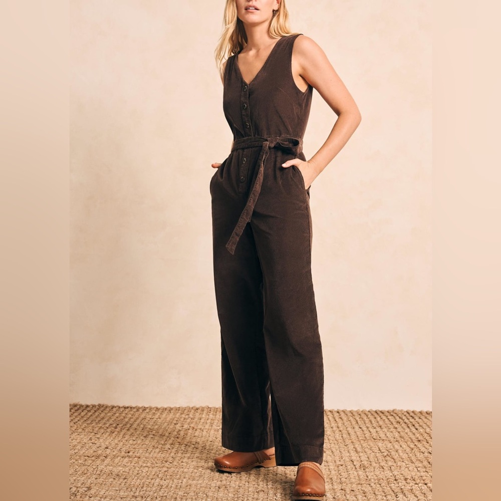 Faherty Brown Corduroy Jumpsuit